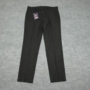 Harry Brown Suit Trousers Mens 36R Black Metallic Pinstripe Skinny Fit Formal